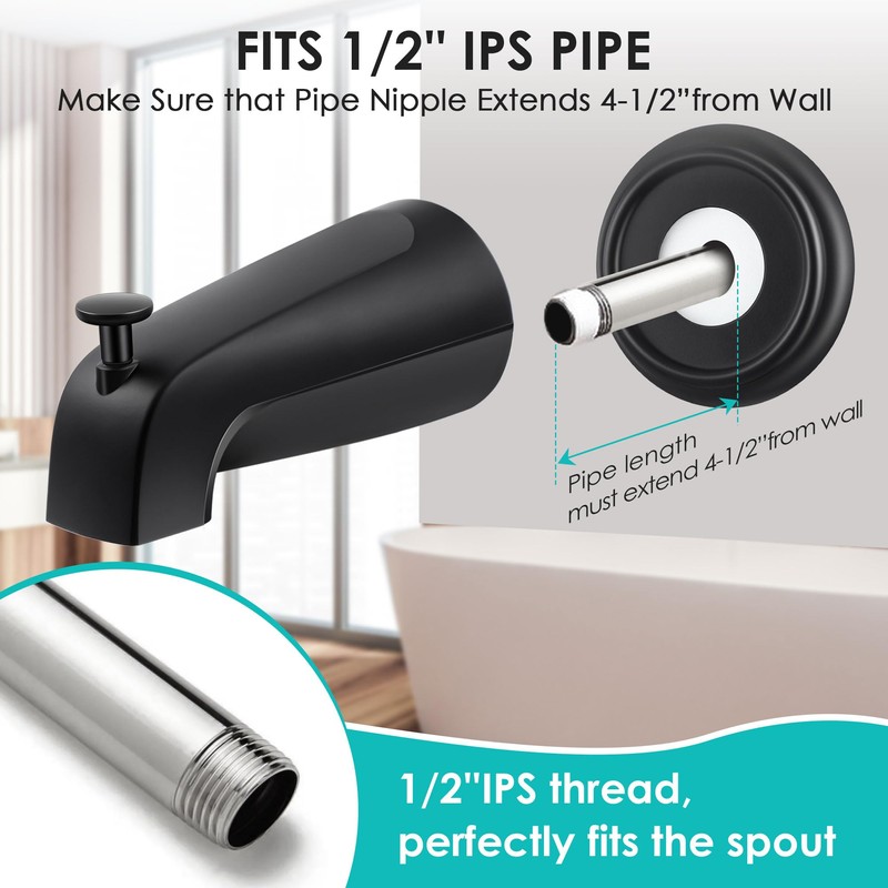 Universal Bathroom Tub Spout with Metal Tub Spout Cover Ring,
