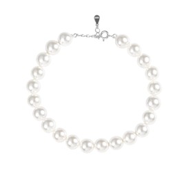 ZAVANA 925 Sterling Silver Pearl Bracelet for Women and Teen Girls, Silver Pearl Bracelets for Women with 8mm Round Shell Pearls, Pearl Jewellery with Jewellery Pouch