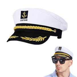 Miayical Captain's Hat, Adjustable Sailor Hat, Yacht Ship Boat Marine Hat, Summer Beach Festival Hat, Yacht Ship Boat Hat Party, for Carnival Theme Party, Cosplay