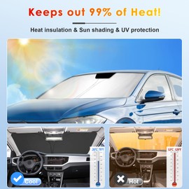 BSTW Car Sun Shade for VW Polo MK6 (2018-2025) - Foldable Windshield Cover with Heat Insulation & UV Protection | Fits VW Polo 6 AW GTI