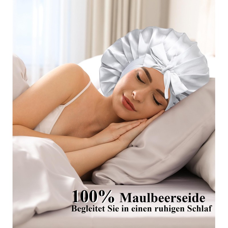 WELROG Silk Bonnet Sleep Cap for Women 100% Mulberry Silk