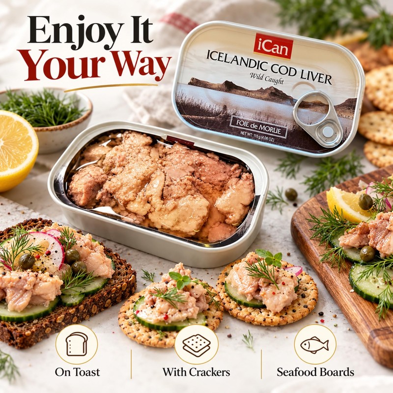 Ican Icelandic Wild Cod Liver in Own Oil, 4.06 oz