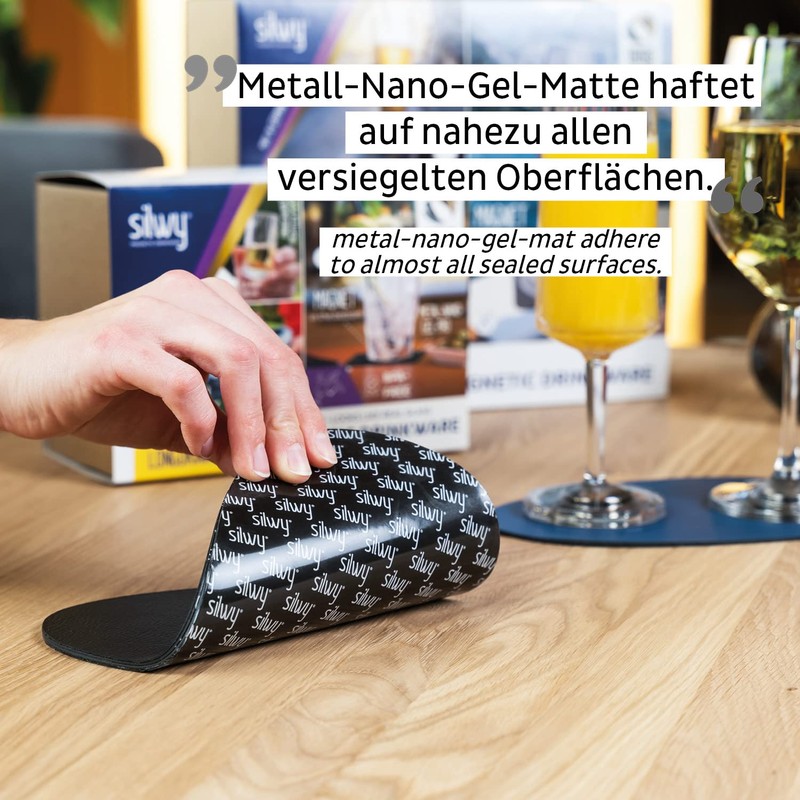 Silwy® Metal Nano Gel Placemat Black (small) in Leather Look