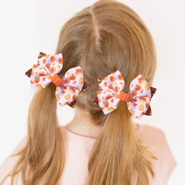 Hair Bow Clips Glitter Pumpkin Hair Bows Thanksgiving Day Orange Hair Clip Autumn Bowknot Hairpins Hairgrips for Ribbon Barrette Thanksgiving Day Headwear Hair Access 2PCS