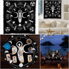 INDIAN CONSIGNERS Moon Phases Goddress Triple Moon Altar Cloth Celestical Tarot Deck Alter Square Wall Hanging Tablecloth Sacred Place Moon Faces New Moon to Full Moon Cycle
