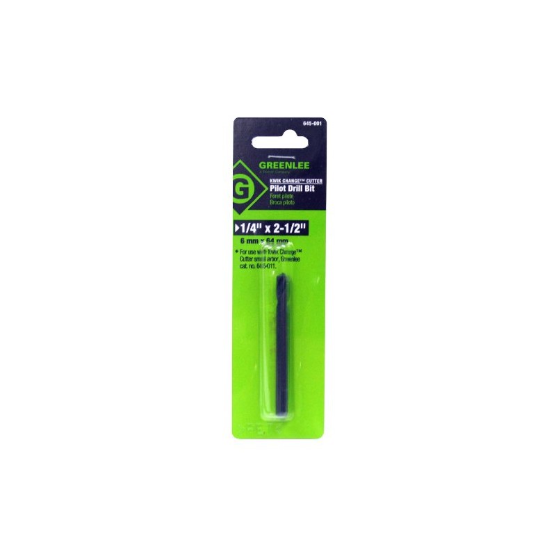 Greenlee 645-001 Kwik Change Cutter 1/4" x 2-1/2" Pilot Drill