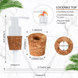 Tioncy 10 Pcs Soap Dispenser Pump with Cork Stopper Easy Press in Replacement Soap Pump Dispenser for Bottles Mason DIY Soap Lotion Jars (White)