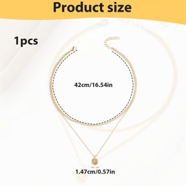 ALIDOU Gold Layered Necklace, Layered Necklaces for Women with Crystal Pendant, Womens Gold Necklace, Crystal and Pendant Chain Jewelry, Dainty Jewelry for Women and Girls Gifts Everyday Wear