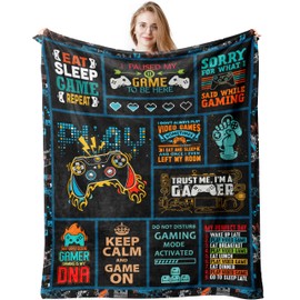 Jinmaple Gamer Gifts for Men, Best Gaming Gifts for Men, Gifts for Gaming Blanket 150x130CM, Brother Gifts for Gamers, Game Room Decor Gift for Men/Gamer, Video Gamer Gifts, Teen Gifts for Birthday