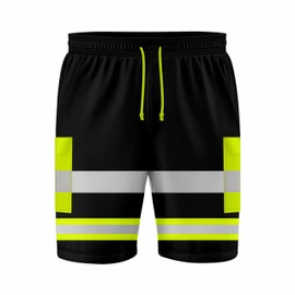 mymixtrendz Mens Reflective High Visibility Hi Viz Safety Work Wear Shorts Cargo Shorts Multi Pockets Adjustable Elasticated Waist S/2XL Black Yellow