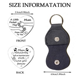 Nfyxcaz Pocket Hug Token Long Distance Gifts for Family Relationship Keepsake Keyring Double Sided Gifts with PU Leather Keychain (pocket hug for mum)