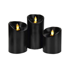 Ironwood Banana LED Flameless Candles Black 3 x 4/5/6inch Battery Operated LED Pillar Candles with Moving Flame Wick Pack of 3