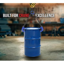 Mytee Products 2 Pack Chain Drum Lifter for 30 & 55 Gallon Drum Lift 2000 lbs WLL Vertical - Carbon Steel Hook w/Built-in Spring - Metal/Plastic Drum & Barrel Lifter w/Self Locking Hoist