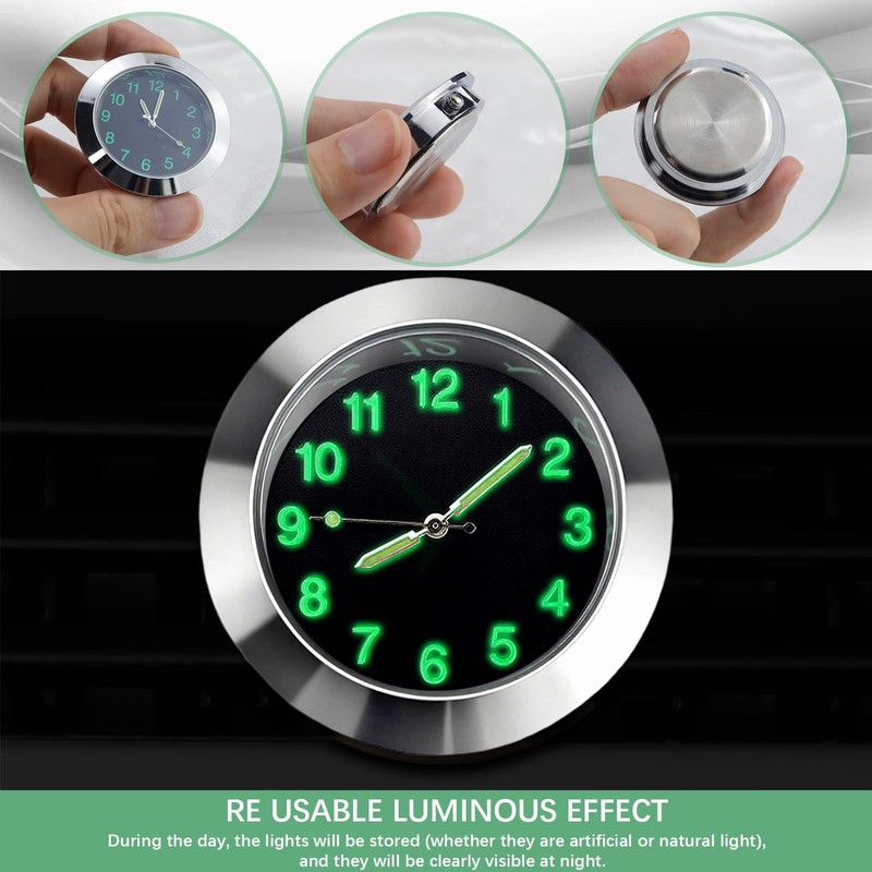 ZJIVQO Car Dashboard Clock, Mini Luminous Car Clocks, Universal Automotive
