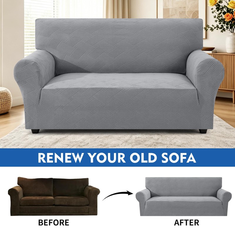XINEAGE 3-Seater Sofa Slipcover Pet Friendly,Stretch Couch Cover,Light Gray