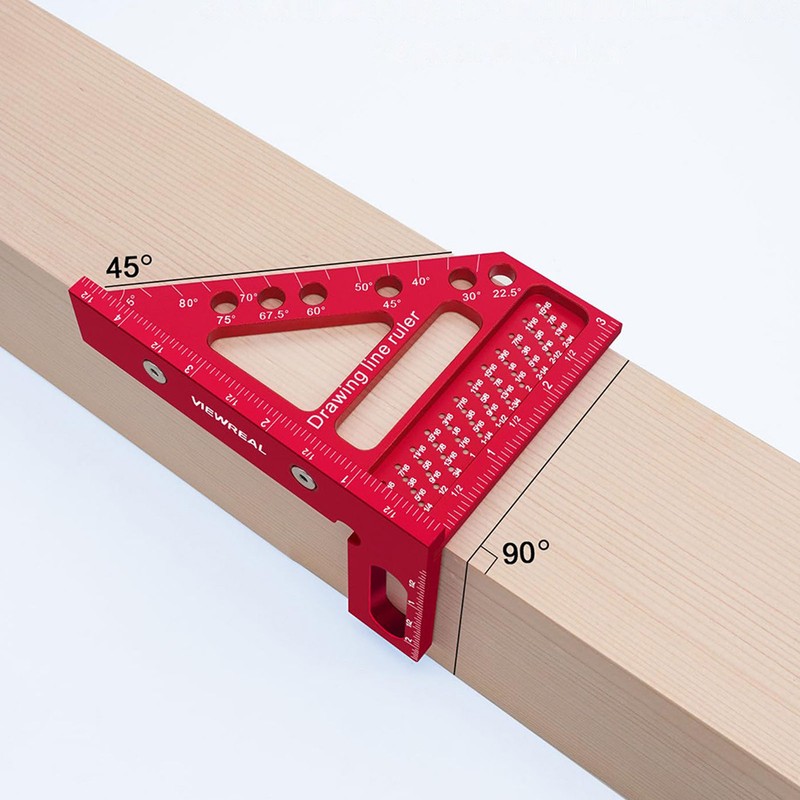 Carpenter Square Hole Scribing Ruler 45 90 Degree Aluminum Alloy