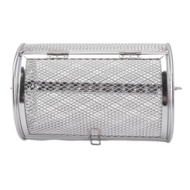 Rolling Grilling Basket, Stainless Steel BBQ Grill Mesh Cylinder Grill Basket Portable Grill Basket Rotisserie Grill for Cooking Veggies Chicken Wings Shrimps (A)