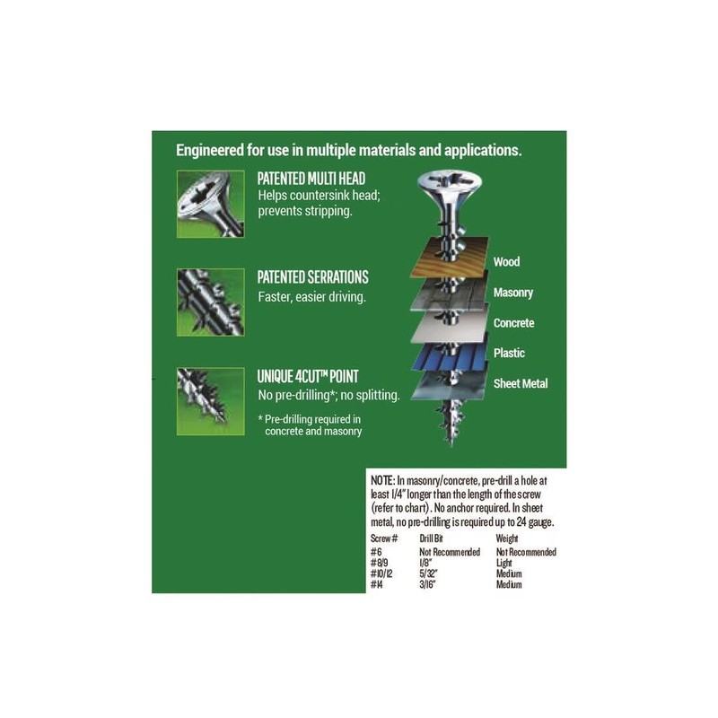 SPAX No. 8 x 3/4 in. L Phillips/Square Flat Head