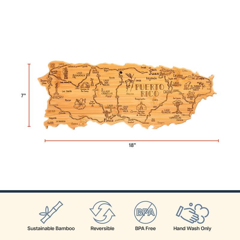 Totally Bamboo Destination Puerto Rico Cutting Board, Charcuterie & Serving