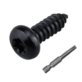 100-pack #8 x 1 Torx Pan Head Sheet Metal Screws Black Coated, Stainless Steel 304 (18/8), Secure Drive, Torx Bit Included