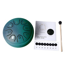 Tongue Drum 4.5 Inch 8 Tone C Key Carbon Steel Mini Tongue Drum for Adult Children Beginner Green