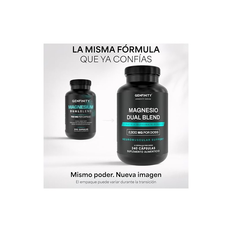 Magnesio Dual Blend Longevity Series 700 Por Cápsula 240 Cápsulas