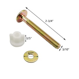 Universal Heavy Duty Toilet Seat Bolts Screws Set with Plastic Nuts and Metal Washers - Replacement Parts for Top Mount Hinges (4Pack)