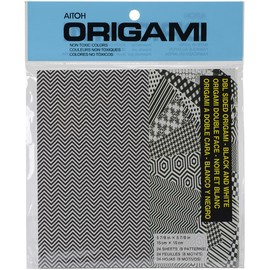 Aitoh Double Sided Origami Paper, 5.875 by 5.875-Inch, Black and White, 24 sheets