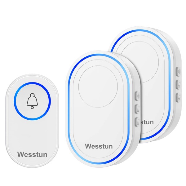 Wesstun Wireless Doorbell with 2 Receivers, IP67 Waterproof Door Chime