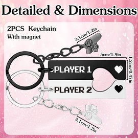 Soireeparty Matching Keyrings for Couples Valentine Gifts - Funny 2pcs Pinky Promise Player Keyring Anniversary Present for Her Him, Heart Lovers Keychains Christmas Gift for Boyfriend Girlfriend
