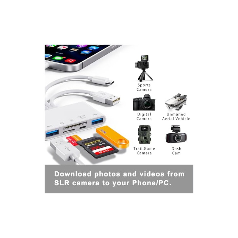 Lector de tarjetas de memoria 5en1, adaptador USB y lector