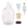 North Mountain Supply 1 Gallon Glass Fermenting Jug with Handle, Size 6.5 Rubber Stopper, 6 Bubble Airlock, 2 Piece Airlock, Black Plastic Lid, Set of 2