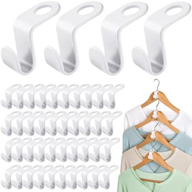 BZLMEAL Space Saving Hangers, 40PCS Clothes Connector Hooks Compatible with Clip Hangers/Clothes Hangers/Belt Hangers and Baby Coat Hangers Used for Wardrobe Organisation and Storage. (White)