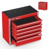 P.I.T. Mini Red Tool Box, Portable 5-Drawer Micro Roll Cab
