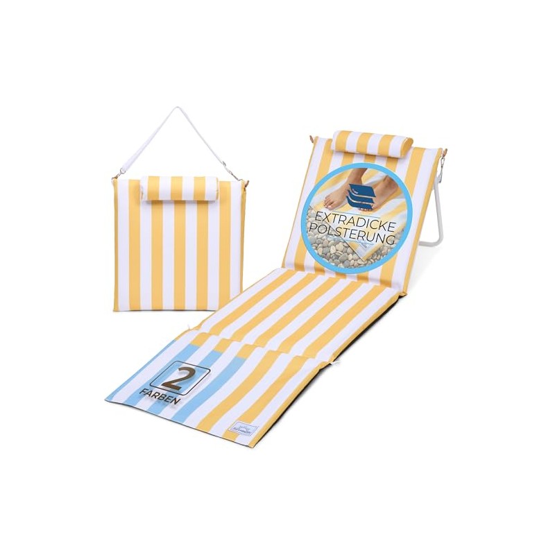 Strandmatte klappbar mit Dicker Polsterung –strandliege klappbar leicht für Strand,