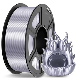 TECBEARS Silk Filament 1.75, Shiny Silk PLA Filament, 3D Printer Filament with Smooth Silky Surface, Dimensional Accuracy +/- 0.02mm, Fit Most FDM 3D Printers, Silk Silver 1KG