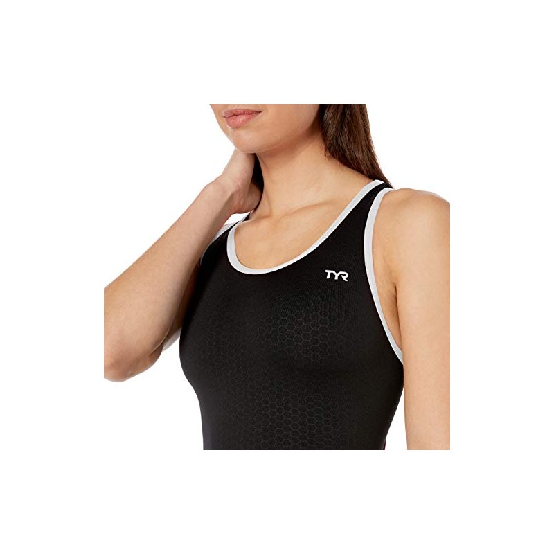 TYR womens Hexa Maxfit Swimsuit, Blk/Wht, 30 US