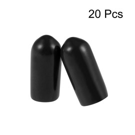 sourcing map 20pcs Rubber End Caps 5mm ID Vinyl Round Tube Bolt Cap Cover Thread Protectors Black
