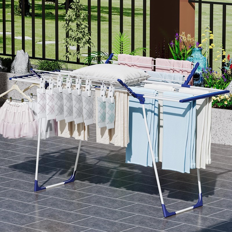 APEXCHASER Clothes Drying Rack, Foldable Gullwing Laundry Rack for Indoor