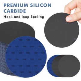 6 Inch 1200 Grit Sanding Disc, GOH DODD 25 Pieces Wet Dry Sandpaper Hook and Loop Sanding Pads Silicon Carbide Sand Paper for Random Orbital Sander Auto Metal Glass Resin Wood Polishing Sanding