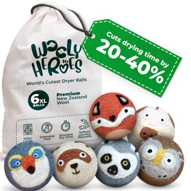 Wool Dryer Balls - No More Dryer Sheets - XL 6-Pack - Eco Dryer Balls - Dryer Balls Laundry Reusable - Softens Laundry Naturally - Reduces Drying Time & Static - With Storage Bag