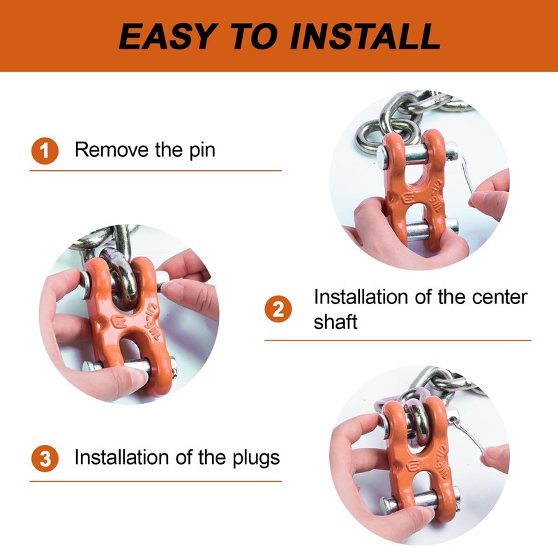 Leero 4 Pack 3/8" Double Clevis Link, G70 Chain Repair