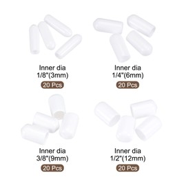 sourcing map Round End Caps Rubber Cover for Screw Bolt Tube 2 mm 3 mm 4 mm 6 mm White Pack of 80