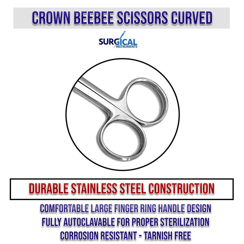 Crown Beebee Scissor Dental Surgical Instruments 4.25 Curved