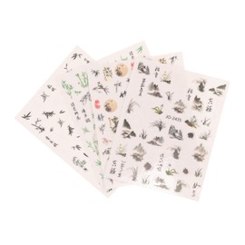 Beavorty 4 Sheets Chinese Style Nail Art Stickers Decorative Designs for Creative Manicure Safe Comfortable Application DIY Nail Decals