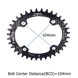 UPANBIKE Bike Bicycle Narrow Wide Oval Single Chainring BCD 104mm 36T Red