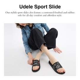 Coach Women's Udele Sport Slide with Sketch Print Platform, Charcoal/Black, 9