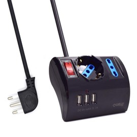 Welly Enjoy IT WY13171 - Table Power Strip with 3 Positions, 3 USB Ports and On/Off Switch - Black Colour [Energy Class A++]