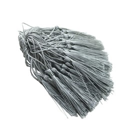 MSCFTFB - 120 borlas de seda de 5 pulgadas con trabillas para colgar, mini borlas, kit de borla Mala para marcadores de pendientes, atrapasueños, joyería, cinturón, cortinas (gris claro)