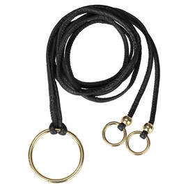 Allegra K Women PU Leather Skinny Rope Belt Round Ring Endings Self Tie Waistband Thin Waist Strap Black Fit waist up to 92cm/36